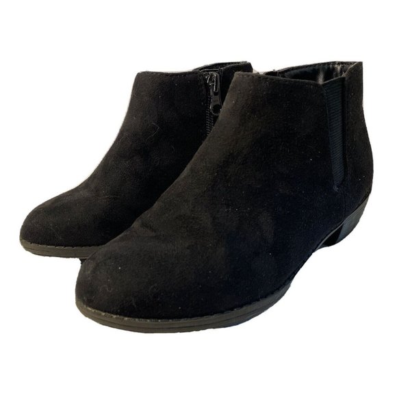 Cat & Jack Black Faux Suede Booties Zip Up Ankle Boots Girls Size 13 Target - Picture 1 of 12